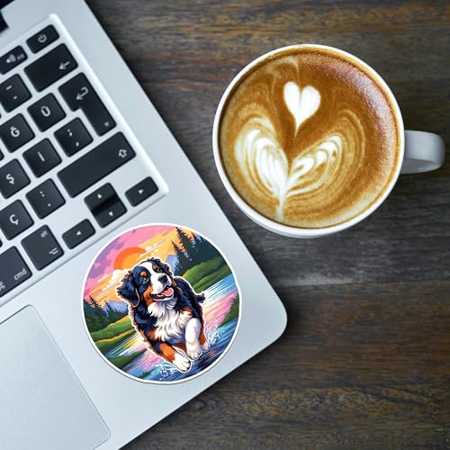 Image of Bernese Mountain Dog Sticker 8 Pcs (Large Size) Vinyl Stickers Laptop Waterproof Decal for Car Bumper Water Bottle Window Funny Party Birthday Decorations - Size 4 Inches