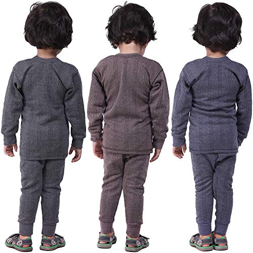 Image of Unisex Regular Fit Thermal Top and Pyjama Set (Pack of 3)