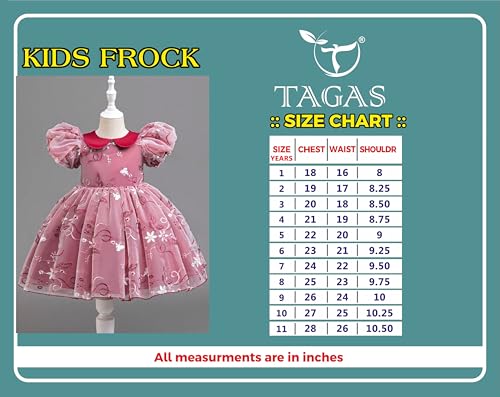Image of TAGAS Girls' Princess Dress || Girl Frock || BirthdayDress Babygirls| (KD-65) Knee-Length