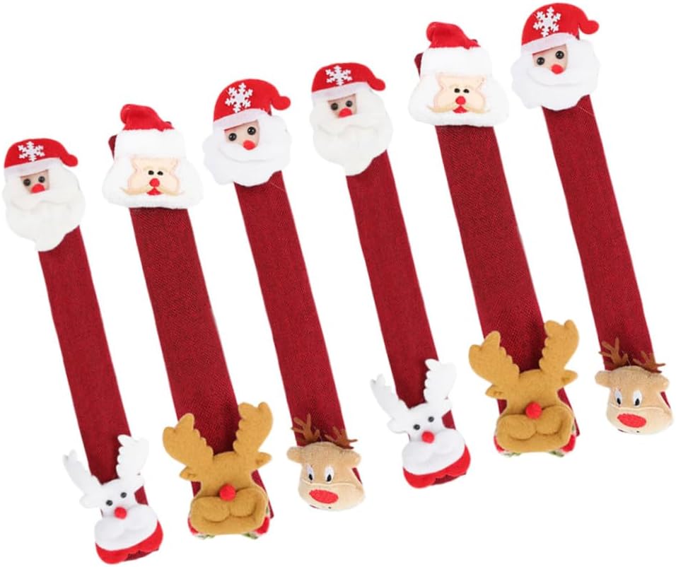SOLUSTRE Christmas Decoration 6pcs Refrigerator Handle Gloves Winter Dishwasher Handle Fridge Kitchen Appliance Covers Fridge Protector Christmas Protective Case Cloth