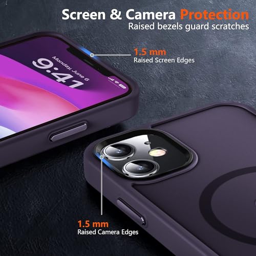 Image of MOCCA Magnetic Shockproof for iPhone 12 Case,Deep Purple | Fits iPhone 12 /12 Pro | 10ft Drop | Compatible with MagSafe | Anti-Slip Matte | Raised Camera & Screen Lip | Ultra-Slim