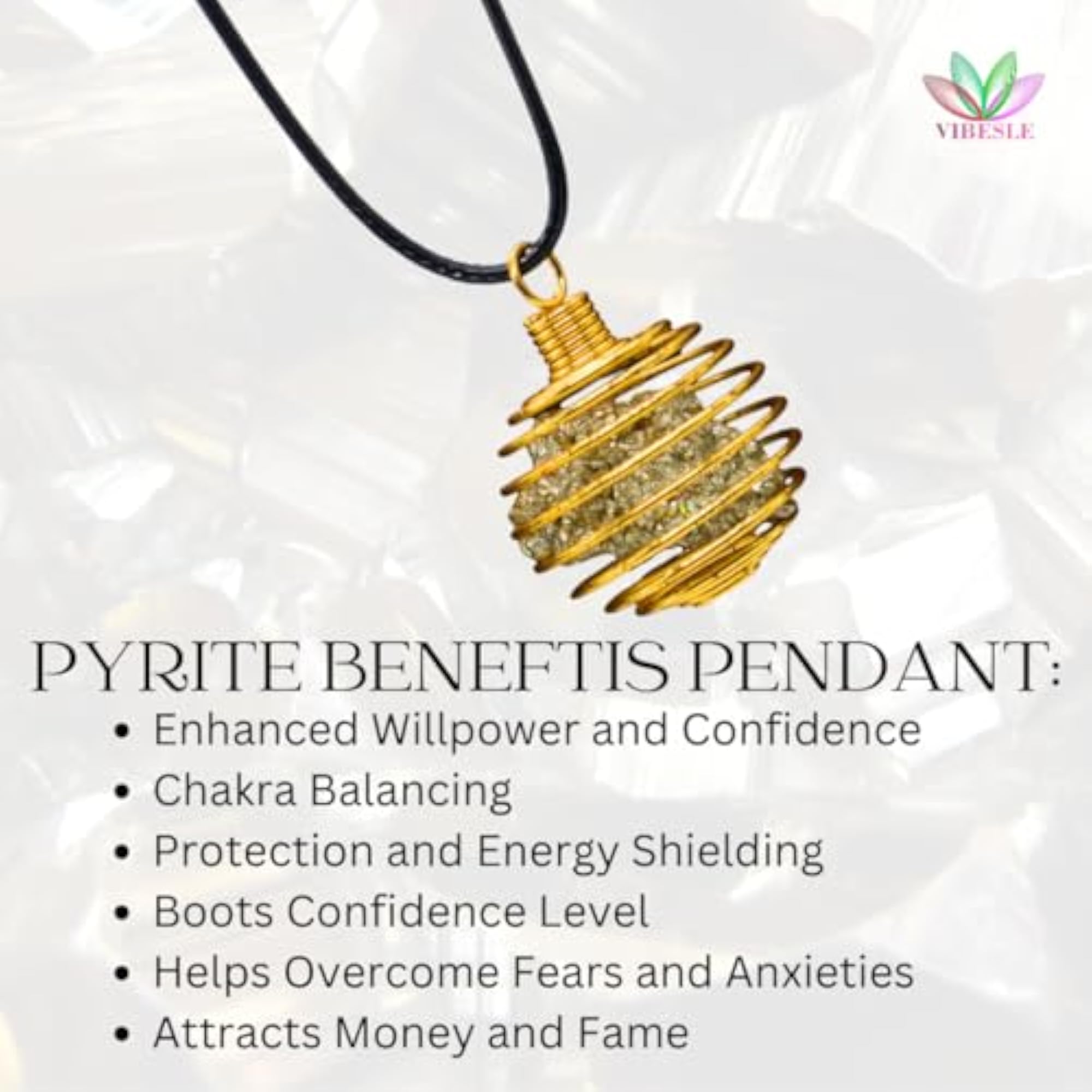 Combo of Certified Pyrite Bracelet & Wire-Wrapped Crystal Cage Pendant