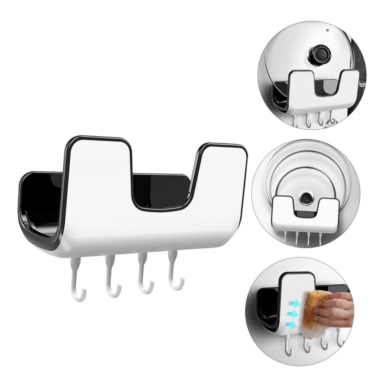 NAMOARLY 1Pc Wall Mounted Pot Lid Holder U Shaped Kitchen Organizer No Punching Design Space Saving Rack for Plastic Construction for Kitchens