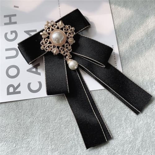 Image of Rhinestone Retro British Style Pre-tied Adjustable Fabric Ribbon Bow Tie for Women Men Uniform Necktie Bownot