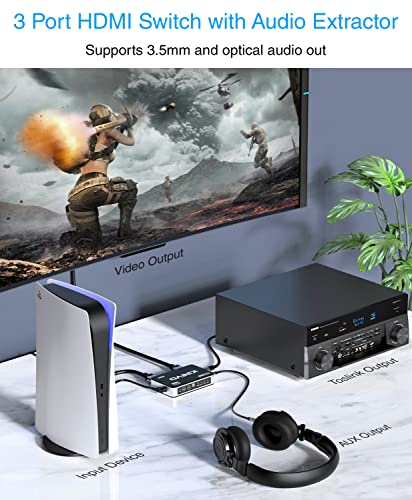 Image of Kinivo 360BNT 4K HDMI Switch (3 Port with Toslink, 4K 60Hz)