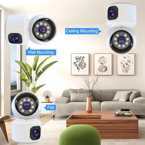 Image of JK Vision 3MP Dual Lens Wireless WiFi Smart CCTV Camera | Ultra HD View | Double Side View | Two Way Talk | Motion Detection | Night Vision |Support Upto 128gb sd Card Double Camera