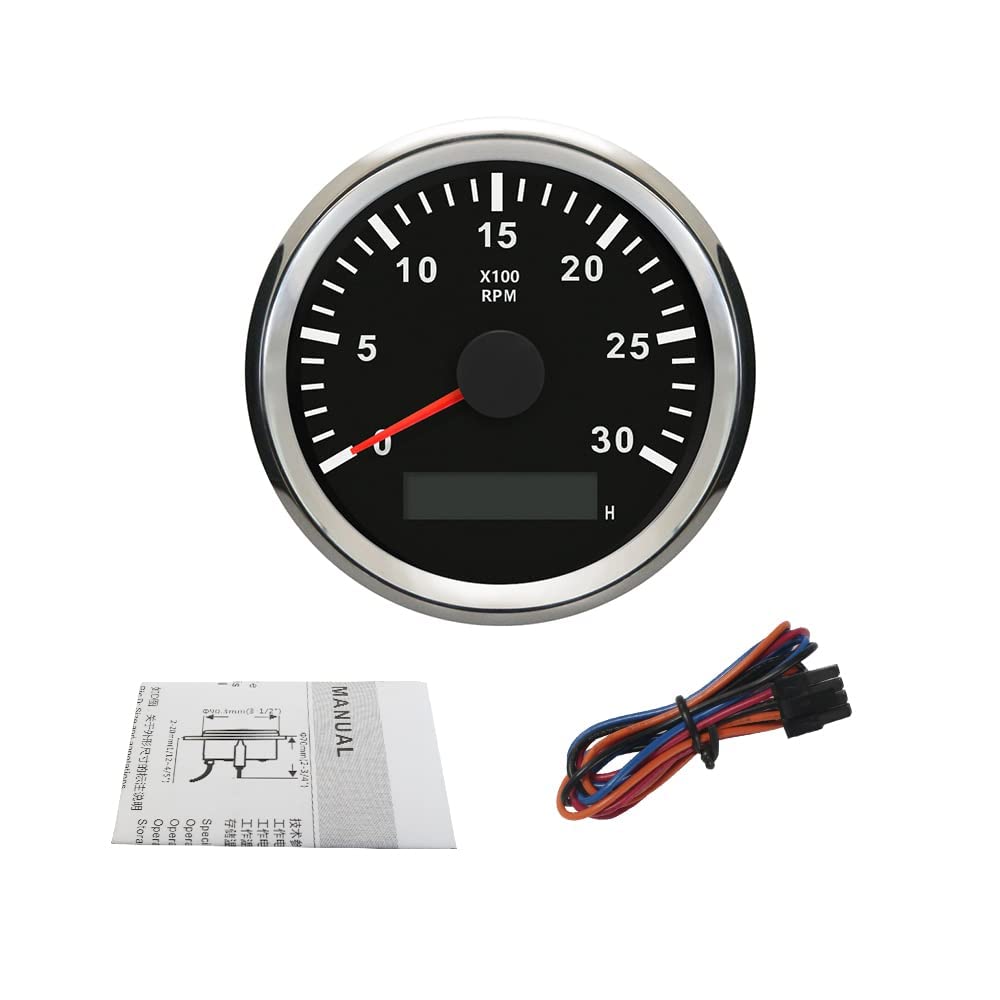 ELING Tacómetro universal RPM REV Contador RPM con cronómetro 3000RPM 85mm 9-32V con luz de fondo