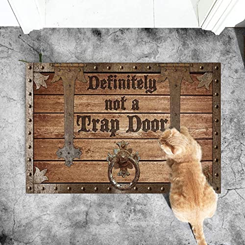 Gadgetstalk Vintage Funny Novelty Decorative Indoor Mat - Not A Trap Door - Gift For Family & Friend Halloween Door Mat Halloween Decorations Indoor Funny Birthday Gifts (36" X 24", Trap Door_Brown) #TOP1