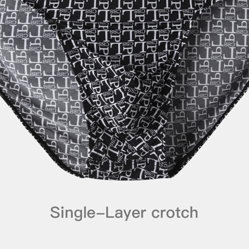 Men's Breathable Ice Silk Briefs – Lightweight Low Rise Underwear with Stylish Print and Soft Waistband ES20143