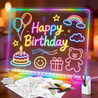 Lumiboard Led Drawing Board for Kids, 13.7"X10"-6 Modes & 8 Colors Led Note Board with Colors, Include Adapter, 7 Marks, Tracing Books, Best Birthday Gifts Ideas for Girl/Boy/Teens