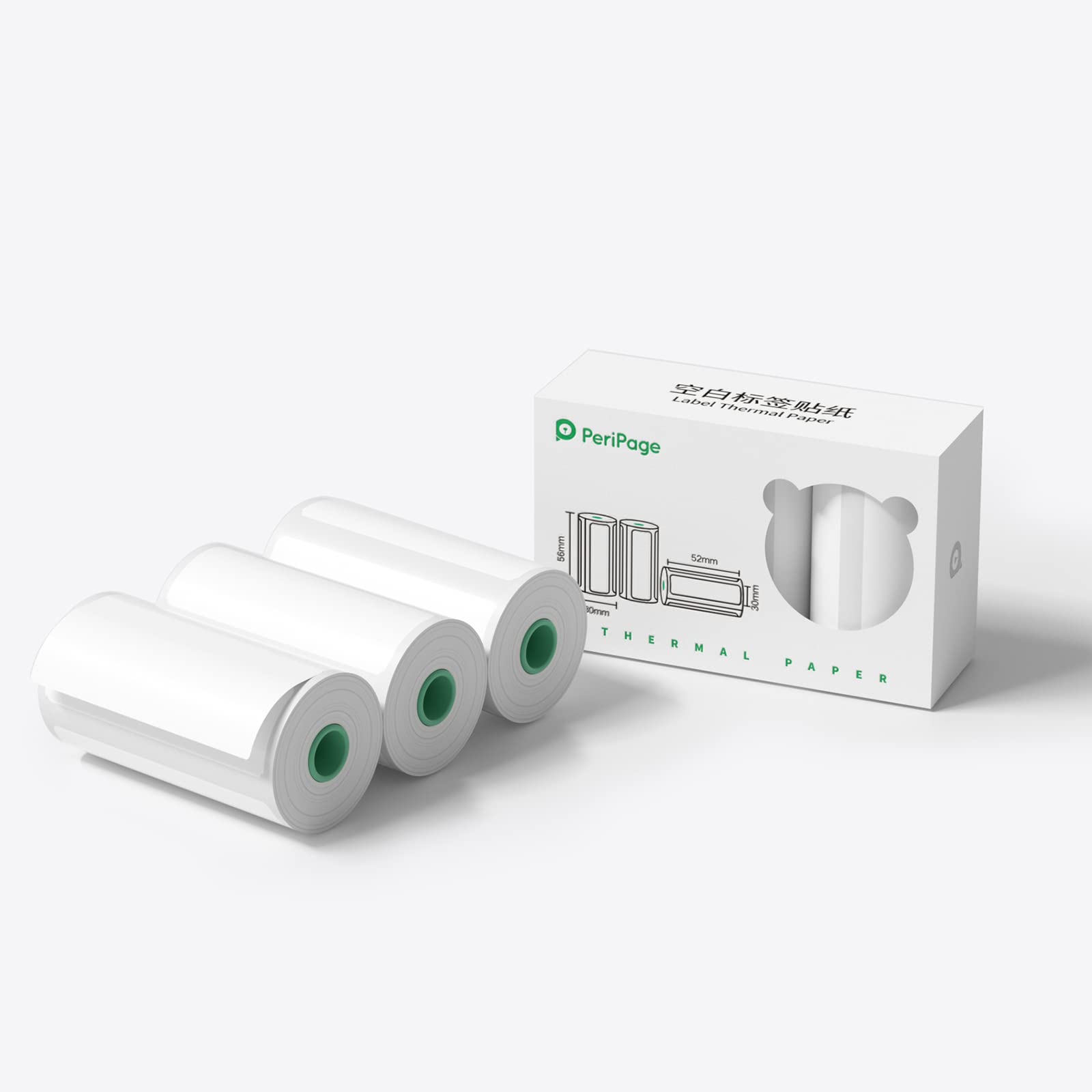 Peripage Adhesive Label Paper, Thermal Paper, Color Thermal Sticker, 3 Rolls/Box, For PeriPage A6 Printer, Waterproof, Oilproof, Scratchproof, BPA Toxic Free (30mm Lable Thermal Paper)
