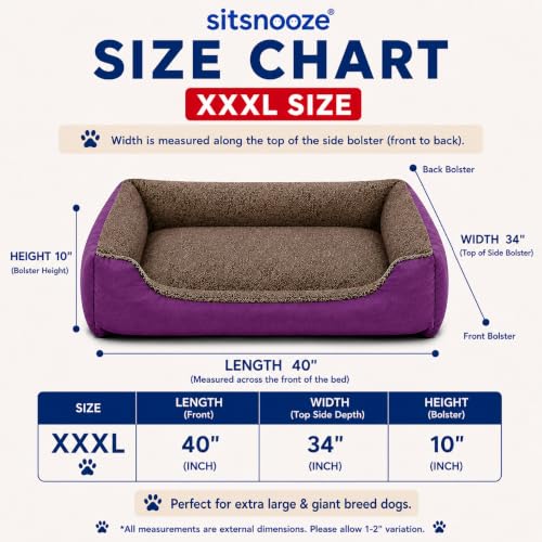 Image of SITSNOOZE Giant Reversible Orthopedic Dog Bed XXXL Size for Massive Breeds 45 kg and Above Washable Sofa Mat for Tibetan Mastiff and Newfoundland (Brown & Purple, XXXL)