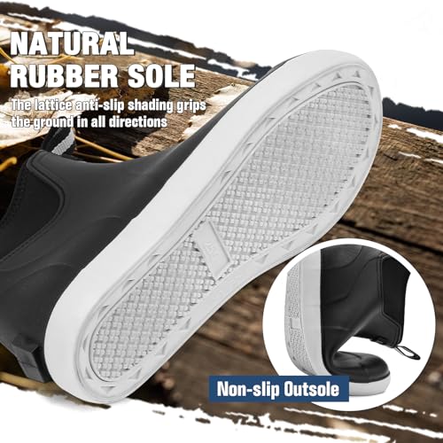 Rain Boots for Men, Waterproof Ankle Mens Deck Boots Anti-Slip Comfort Rubber Boots Chelsea Garden Shoes for Yard Fishing Outdoor Work3