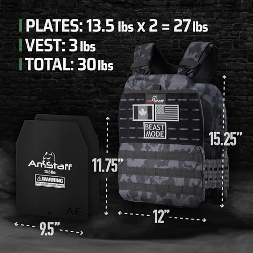 Amstaff Weighted Vest - Adjustable Weight Vests for Men & Women - Versatile Wearable for Fitness Workouts, Strength and Endurance Training, Running, Crossfit (Multicam Black, 30 LB) by AmStaff Fitness - Used condition - Image 2