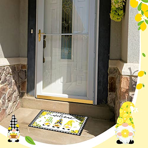 3 Pcs Lemon Themed Kitchen Mat Gnome Rug Boho Non Skid Kitchen Lemon Print Standing Mat Washable Floor Comfort Rubber Runner Rugs For Home Office Sink, 15.8 X 23.6 Inches #TOP6