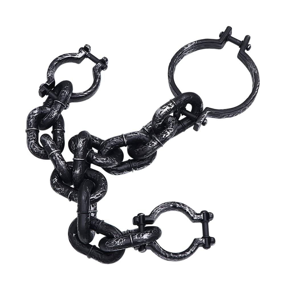 Toyvian Plastic Prison Wrist Shackles Handcuffs Chain Links Toys for Halloween Haunted Home Cosplay Costume Party Decoration Prop Supplies