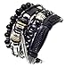 Produktbild VENTURA TRADING Prämie Original Leder Armband für Männer Schwarz Lederarmband Einstellbar Geflochtenes mehrschichtiges Wickelarmband