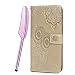 Produktbild Floral Klappe Hülle Für Samsung Galaxy A9 (2018), Weich Silikon TPU Lederhülle aus PU Ständer Halter Schutzhülle Portemonnaie 360 Grad Buchhülle Brieftasche Full Back Cover, Gold