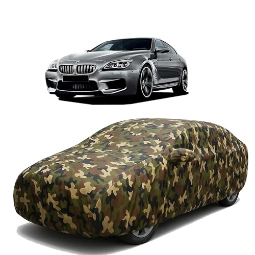 Image of Sulfar 100% Waterproof Car Body Cover for BMW M6 - Triple-Stitched Dustproof UV, Heat & Rain Protection with Mirror Pockets, Full-Bottom Elastic & Free Storage Bag - All-Weather Indoor Outdoor (Army)