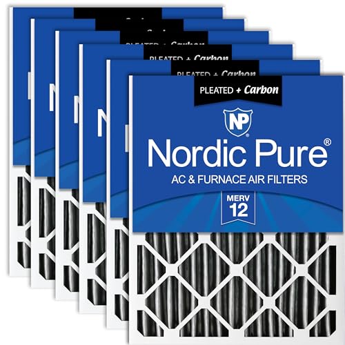 Nordic Pure 20x25x4 (19_1/2 x 24_1/2 x 3_5/8) Pleated Air Filter MERV 12 Pleated + Carbon 6 Pack