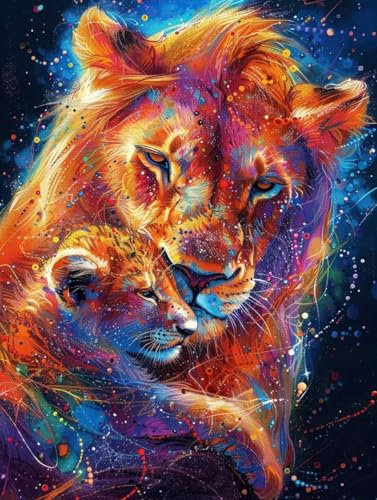 Peinture Diamant Animaux pour Salon Moderne : Lion G0-481 100x130