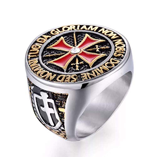 Crintiff - Anello Templer da Uomo, con Scritta in