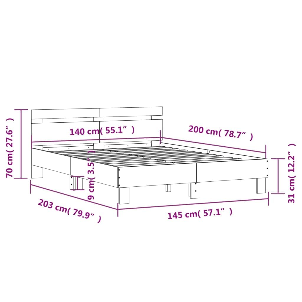 vidaXL Cadre de lit avec LED sans Matelas chêne Sonoma 140x200 cm