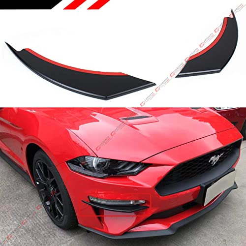 Matt Black Front Bumper Winglets Fog Light Vent Canard Strip Trim Compatible With 2018 2019 2020 Ford Mustang GT ECOBOOST