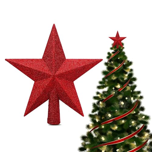 VIKY® Glitzer Weihnachtsbaumspitze Stern,Christbaumspitze 20cm,Rot...