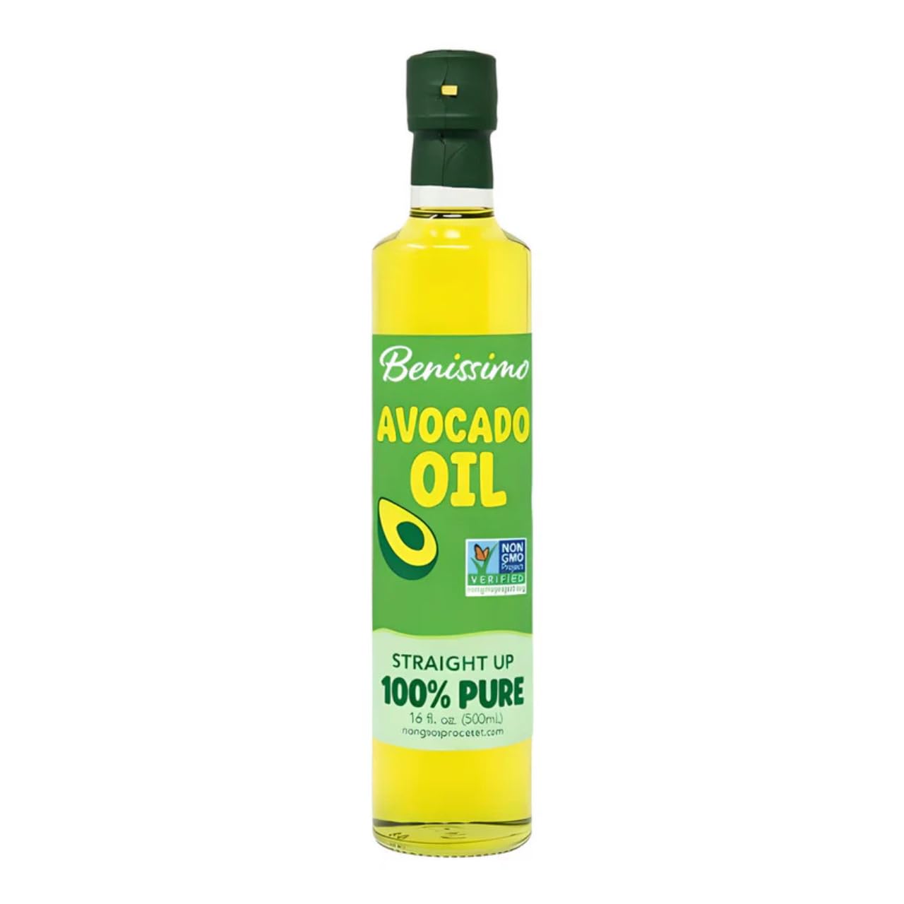 Benissimo 100% Pure Organic Avocado Oil – Cold-Pressed, Non-GMO, Allergen-Free Cooking Oil, 16.9 Fl Oz | Perfect for Sautéing, Frying, Baking & Salads