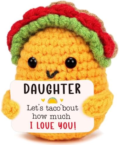 Gifts for Daughter Christmas Birthday Gifts for Teen Girls Year Old Teenage Preteen Tween Girl Trendy Stuff, Mothers Day Valentines for Daughter from Dad Daughter Stuffed Crochet Taco