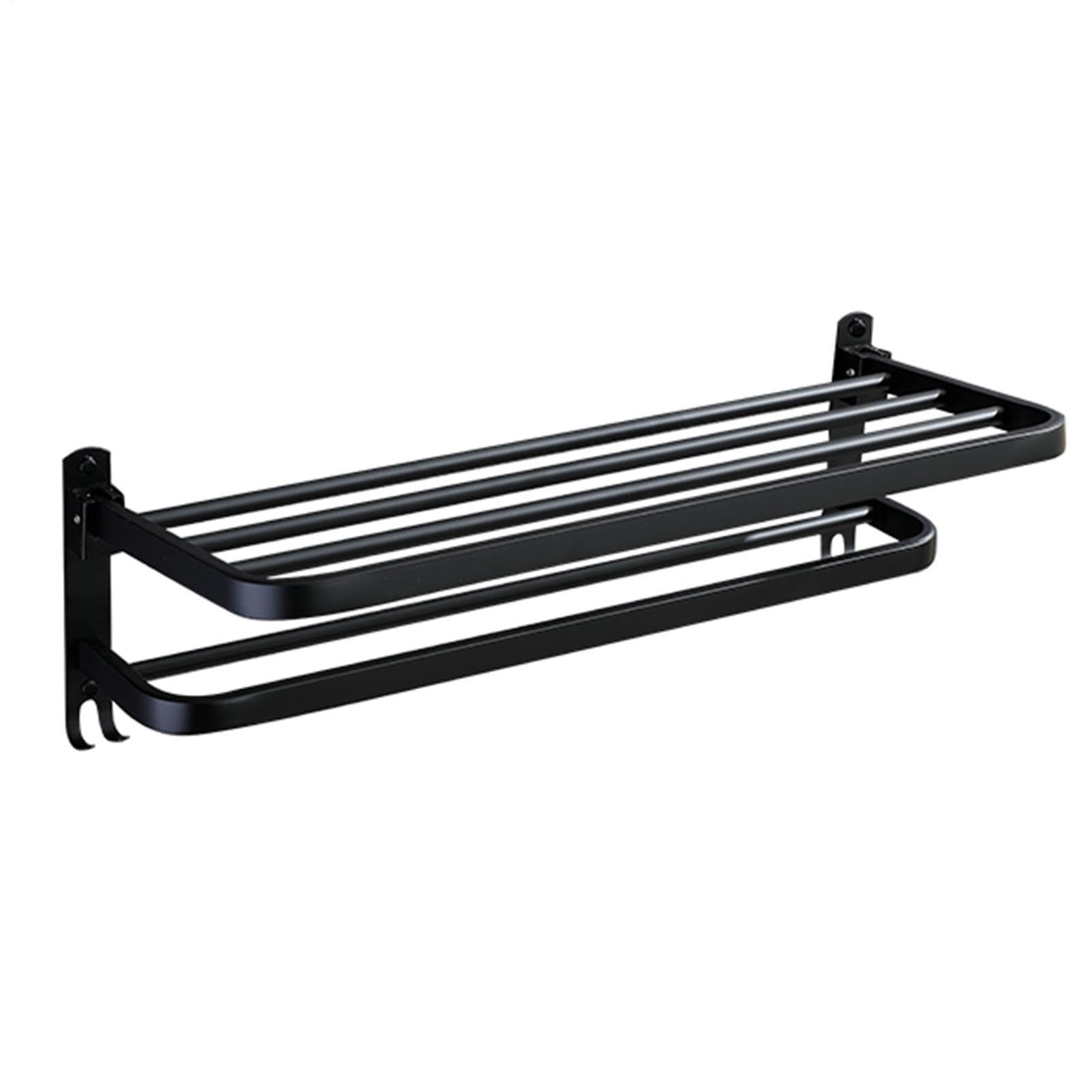 Toallero | Toallero plegable sin taladrar | Estante de toalla | plegable de acero inoxidable con doble barra de toallas, soporte de baño antioxidante para