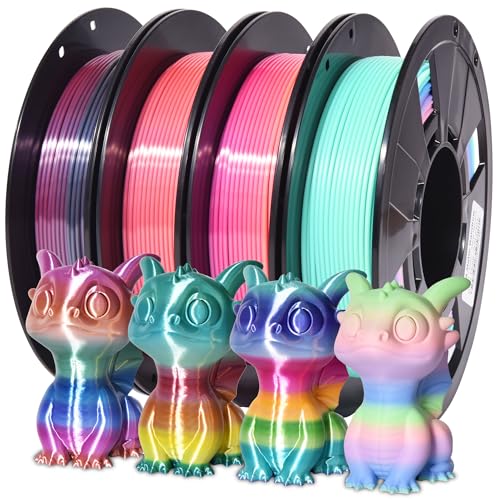 RAMBERY 3D Printer Filament Bundle Silk Shiny Rainbow PLA Filament,...