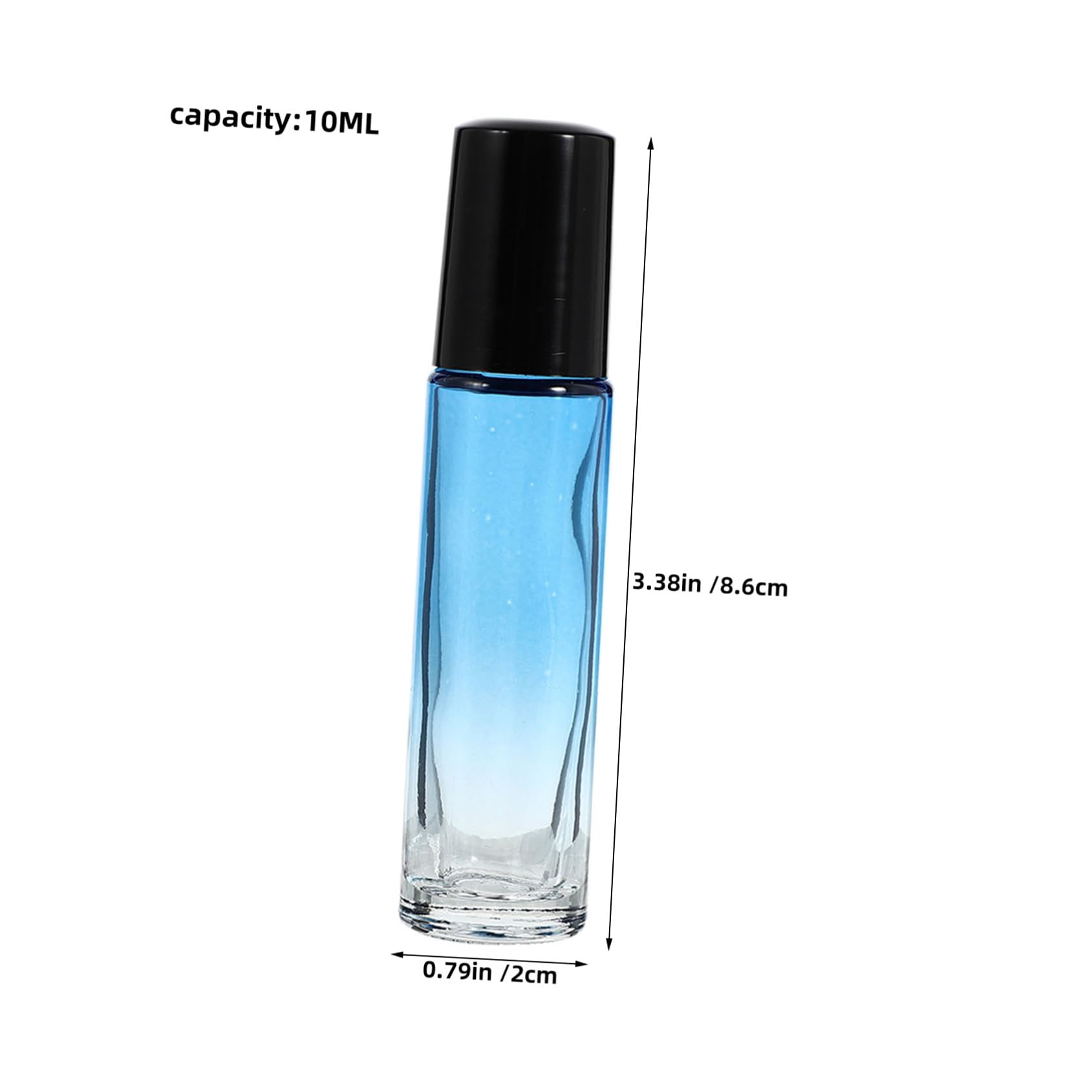 Mobestech 20 Pezzi Roll-on in Vetro Ricaricabili con Tappo Nero e Sfumatura Blu Bottiglie Vuote per Olio Essenziale Profumo e Massaggi Design Compatto e Resistente per Aromaterapia