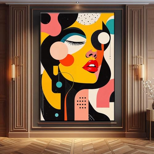 Peinture de visage abstrait sur toile premium | Art géométrique XINBAO