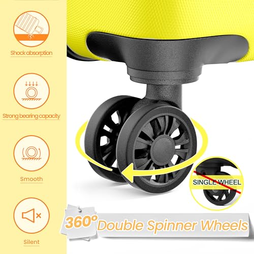 Image of AnyZip Luggage PC ABS Hardside Lightweight Suitcase with 4 Universal Wheels TSA Lock 20 24 28 Inch, Yellow, 3 piece set (20 /24 /28), Fashion