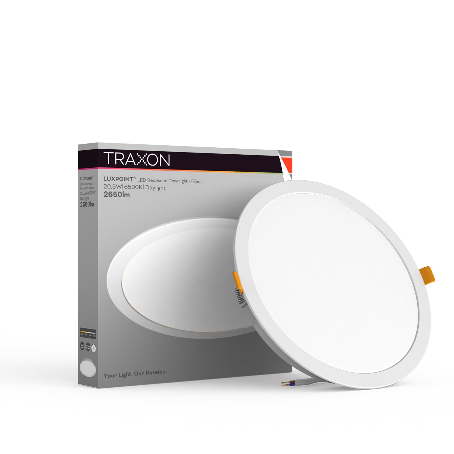 TRAXON LUXPOINT® Placa downlight LED - Filbert Circular 20,5W Luz Fría 6500K 1900Lm PS techo Empotrable Driver integrado, Corte techo Ø200-205mm IP20 interior (Luz Fría 6500K, Pack 10 und 20,5W)