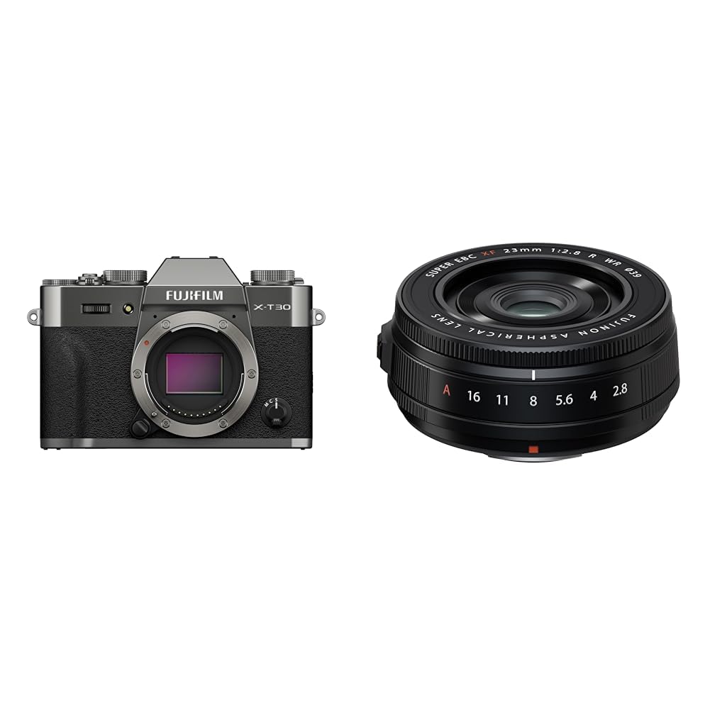 FUJIFILM X-T30 III Mirrorless Camera Body, Charcoal Silver w/ XF23mmF2.8 R WR Lens, Black Bundle
