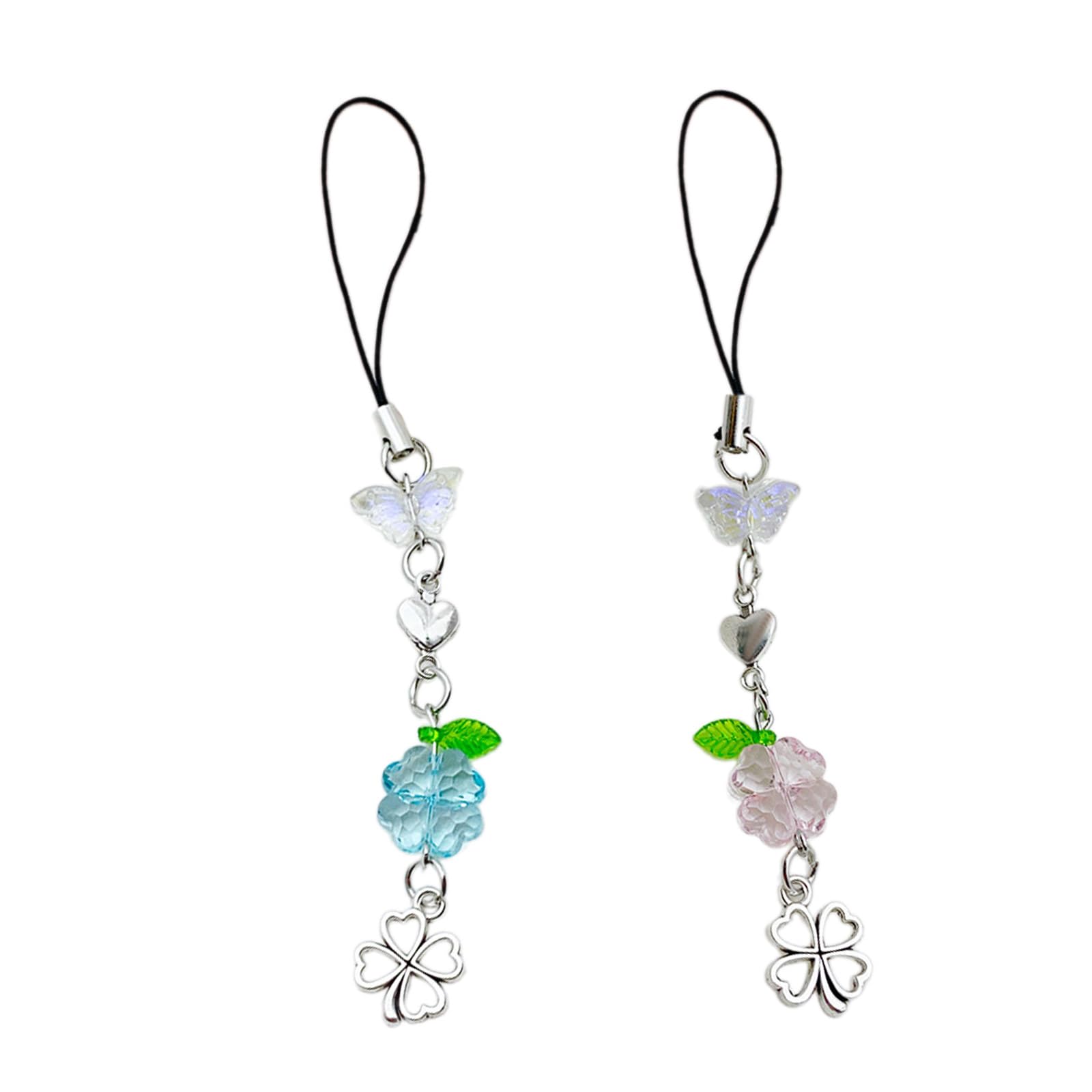 oringnat Heart Bag Charm Phone Lanyard Butterfly Phone Accessory Multifuntional Keychain Bag Pendant Perfect for Woman