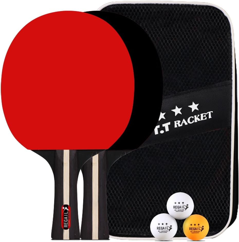 Ping Pong Paddle Set - Includes 2 Player Rackets, 3 Professional Table Tennis Balls, Portable Storage Case, Home Indoor or Outdoor Play, Advanced Spin, Speed, Control for Kids and Adults