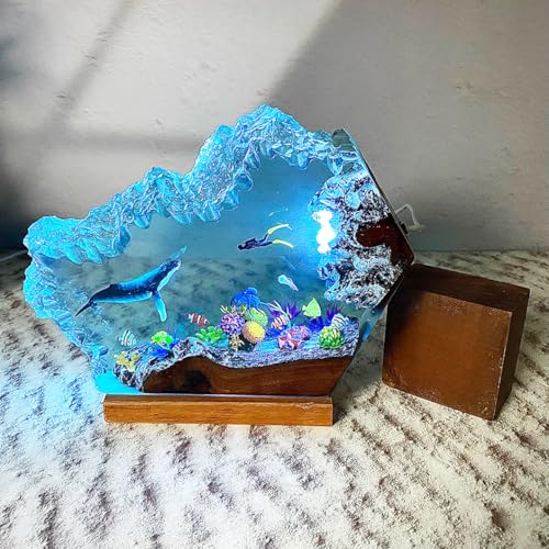 Lámpara de mesa de resina artesanal temática océano 6x4 in miniatura 6