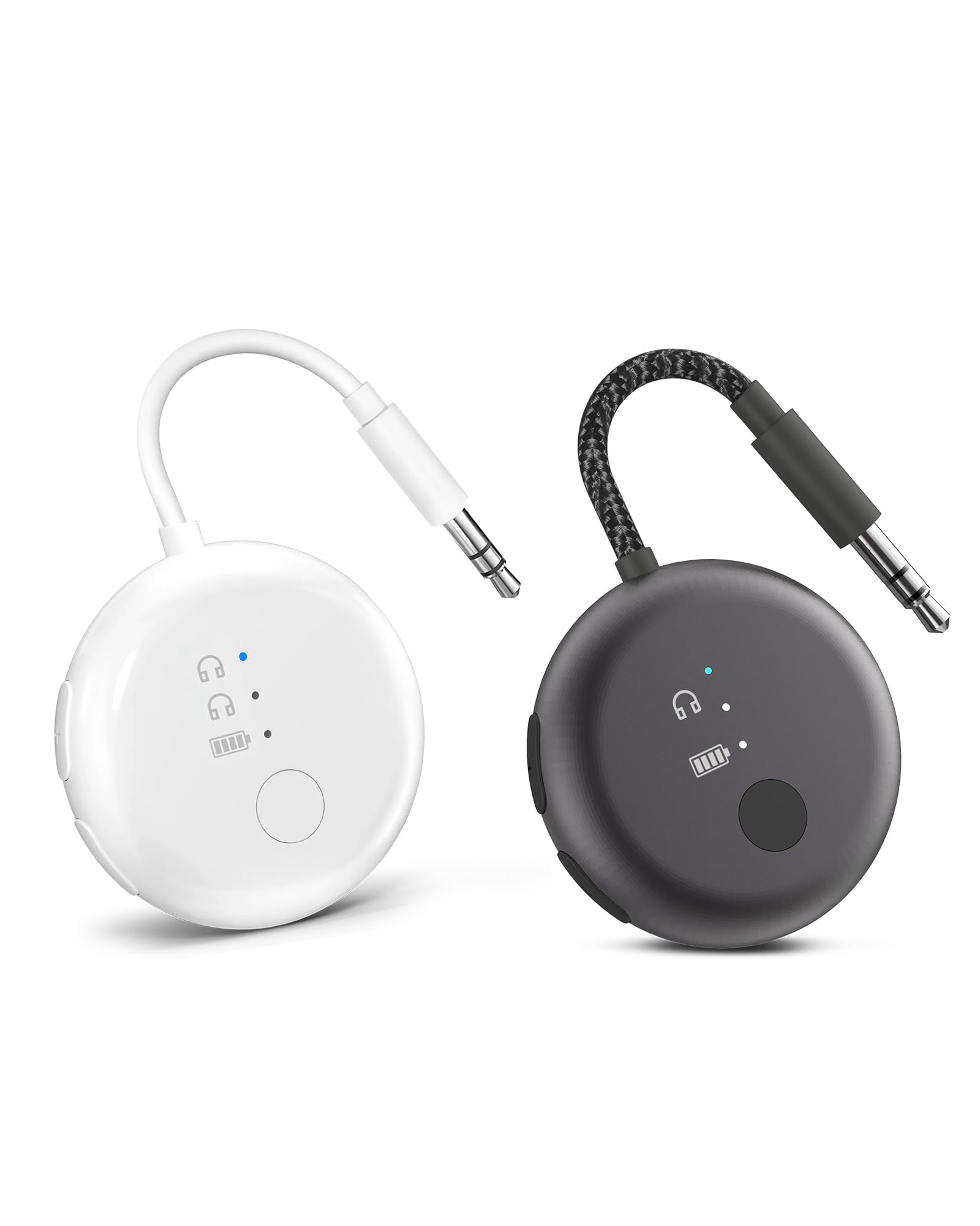 Avantree SoundJet R1 Weiß & Metallic Schwarz, Bluetooth Adapter Flugzeug für Kopfhörer & AirPods, aptX Adaptive, Qualcomm-Chipset, 20 Std. Akkulaufzeit, Kabelloser Audio Transmitter für Reisen