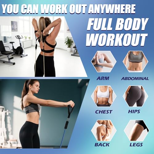 Image of WHATAFIT Resistance Bands, Exercise Bands, Workout Bands with Handles, Door Anchor and Ankle Straps, 5 Resistance Levels Fitness Bands for Strength Training, Physical Therapy, and Home Gym Equipment