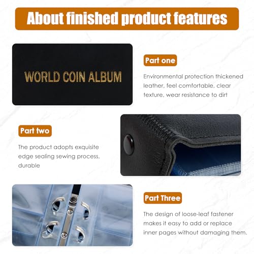Álbum Organizador para Monedas con 360 Bolsillos Negro miniatura 5