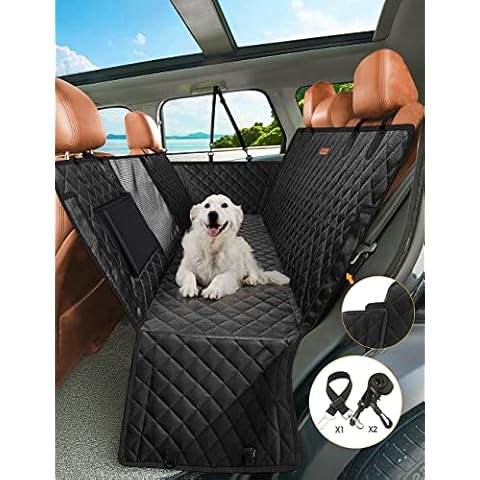 nzonpet 4-in-1 Dog Car Seat Cover, 100% Waterproof Scratchproof Hammock with Big Mesh Window, Durable Nonslip Pets Back Cover Protector for Cars Trucks SUVs - Black Cover