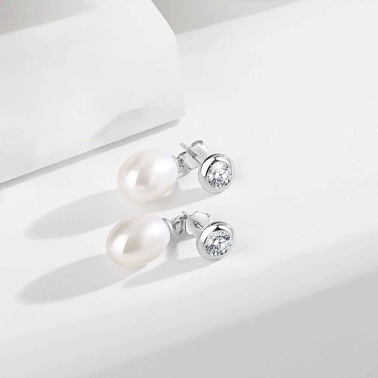 YAMI Pearl Drop & Dangle Earrings, Freshwater/Saltwater Cultured Pearl Baroque, 925 Sterling Silver Earrings with Cubic Zirconia, Hypoallergenic Jewelry Gifts for Women, 2 Ways to Wear - Image 4