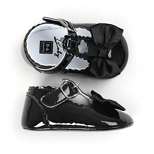 Infant Girls Soft Sole Bowknot Princess Wedding Dress Mary Jane 𝗙lats Newborn Light Baby Sneaker Shoes (Black, 11)3