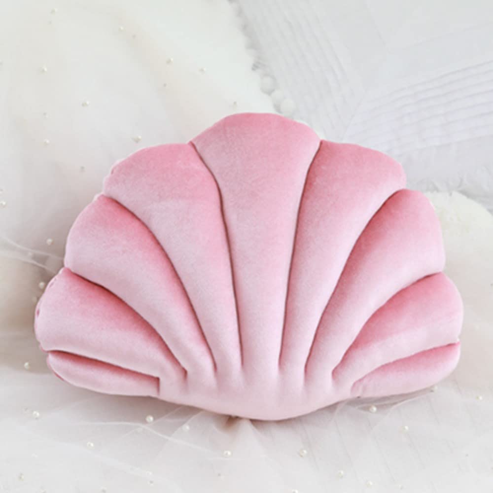 OUKEYI Shell Pillows,Seashell Shaped Accent Throw Pillows,Cute Clam Pillow for Sofa Bed Couch Chair Home Living Room Bedroom Office Cushion Floor Pillow (13 X 10 in) (Pink)