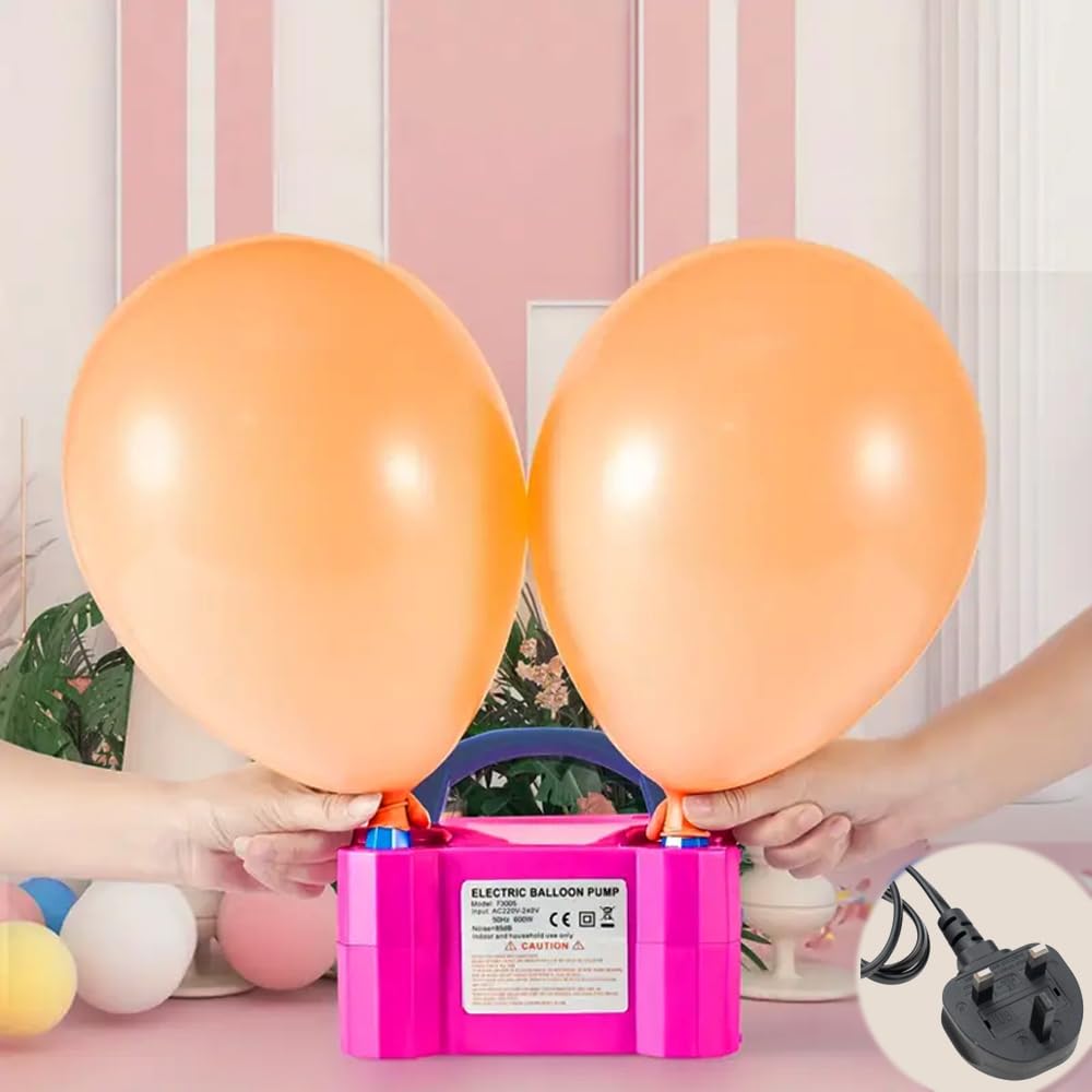 HEXAR® Electric Air Balloon Pump, Portable Inflator Dual-Nozzle 3 Pin Plug Automatic Inflator, Air Balloon Blower Filler, Party Balloon Arch & Column Stand 220V 600W Air Pump