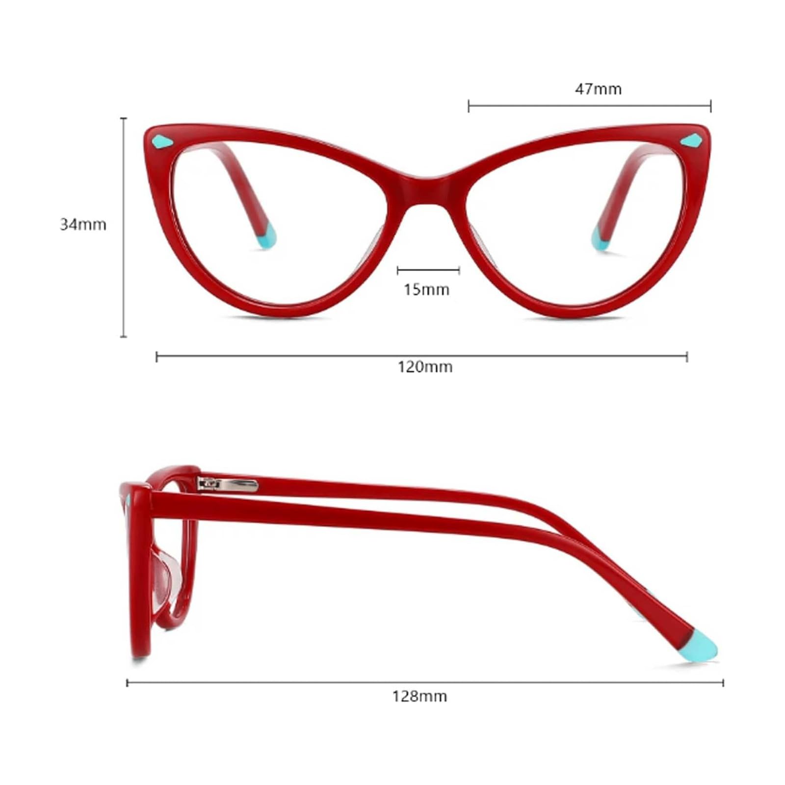 Montature Montature per Occhiali Carine Montature per Occhiali in Acetato Cat Eye Montature per Occhiali ottici Occhiali Portatili da 120 * 128 mm Unisex Comodo da Indossare